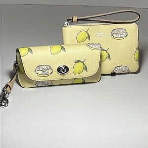 Coach Lemon Print Wristlet and Eyeglass Set